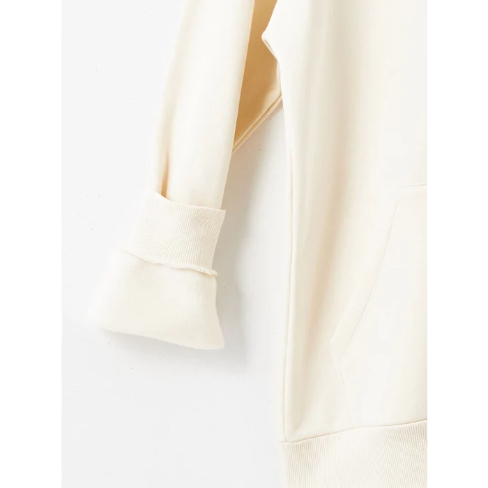 XSIDE Ekru Uzun Kollu Baskılı Erkek Kalın Hoodie