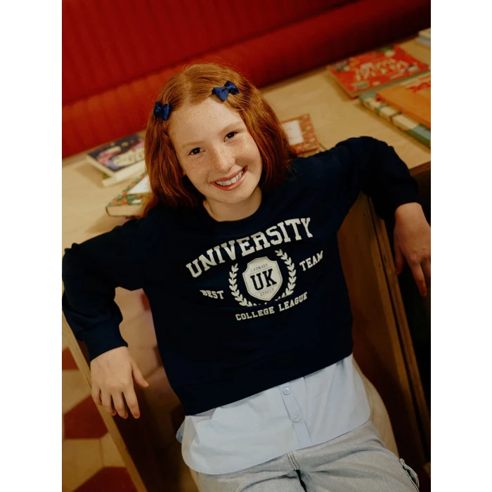 LCW Kids Lacivert Okulun En Havalısı Sweatshirt