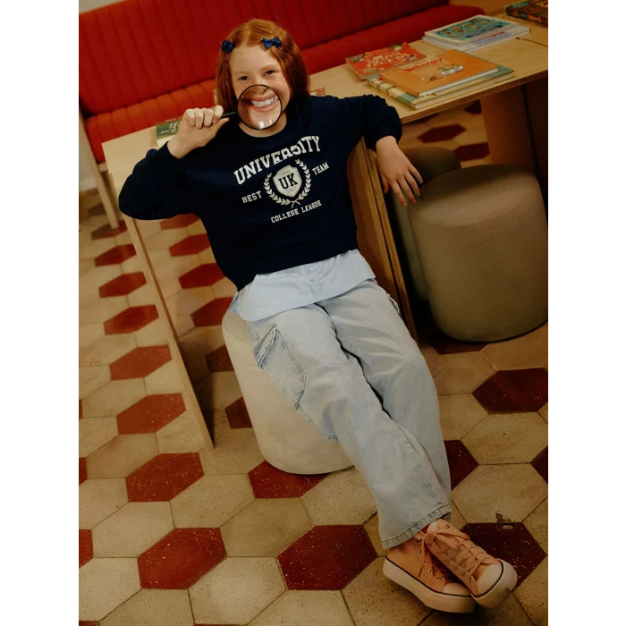 LCW Kids Lacivert Okulun En Havalısı Sweatshirt