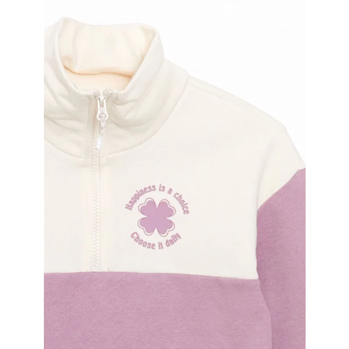 LCW Kids Lila Dik Yaka Kız Çocuk Kalın Sweatshirt