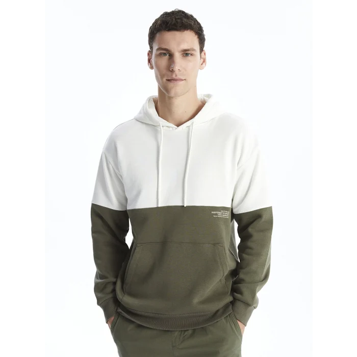 XSIDE Gri Uzun Kollu Renk Bloklu Erkek Kalın Hoodie