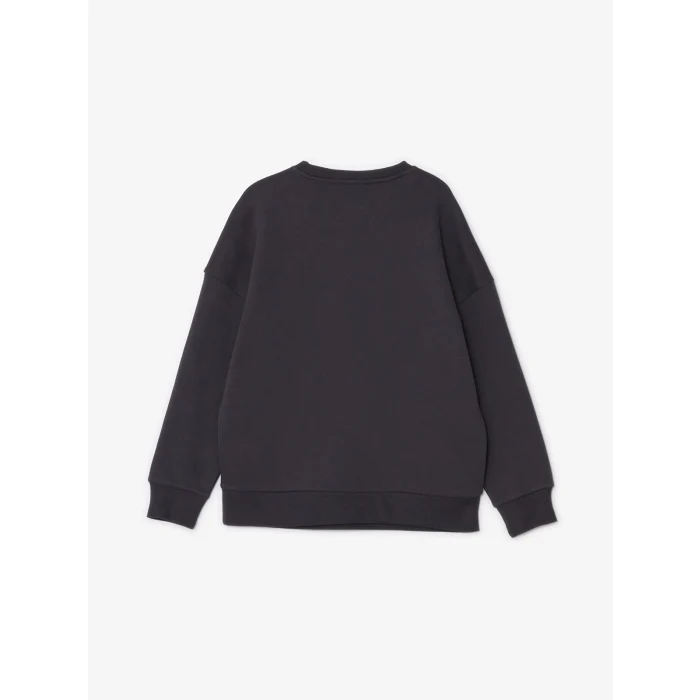 LCW Vision Antrasit Bisiklet Yaka Baskılı Oversize Kadın Kalın Sweatshirt