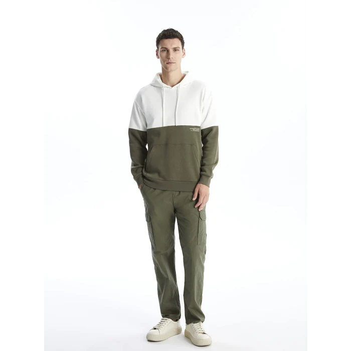 XSIDE Gri Uzun Kollu Renk Bloklu Erkek Kalın Hoodie