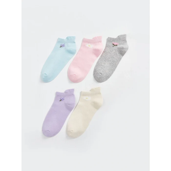 LCW DREAM Mavi Çiçekli Kadın Patik Çorap 5li