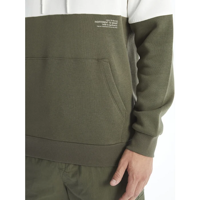 XSIDE Gri Uzun Kollu Renk Bloklu Erkek Kalın Hoodie