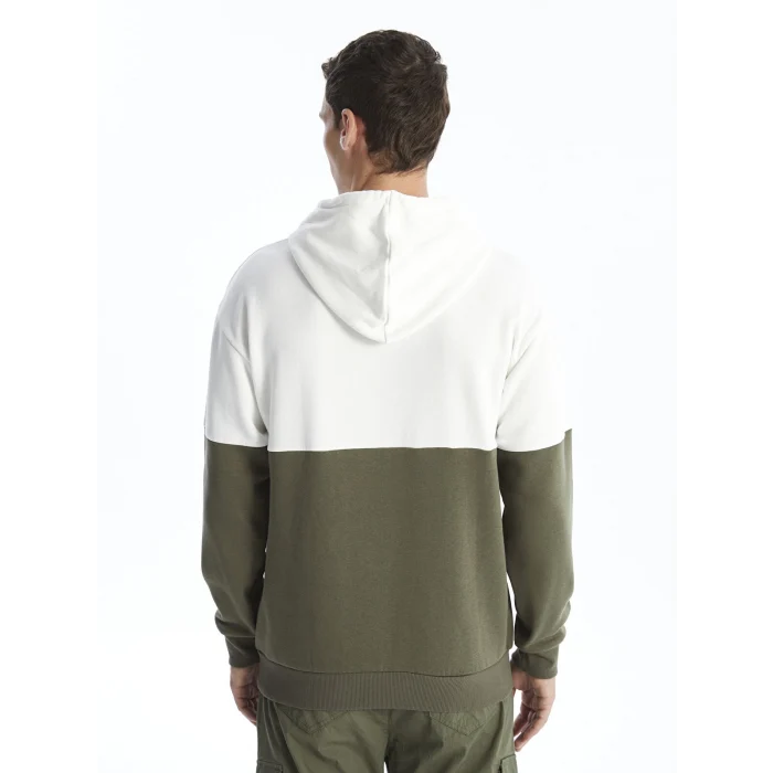 XSIDE Gri Uzun Kollu Renk Bloklu Erkek Kalın Hoodie