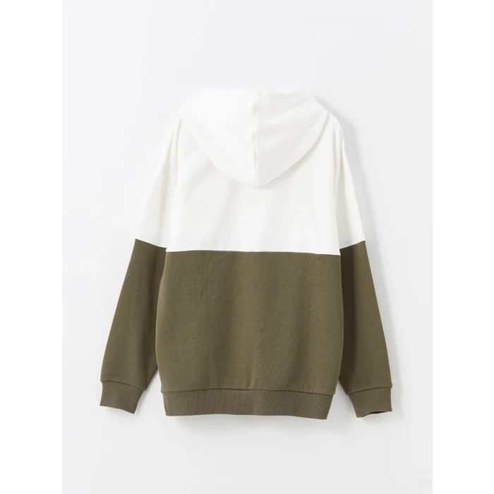 XSIDE Gri Uzun Kollu Renk Bloklu Erkek Kalın Hoodie