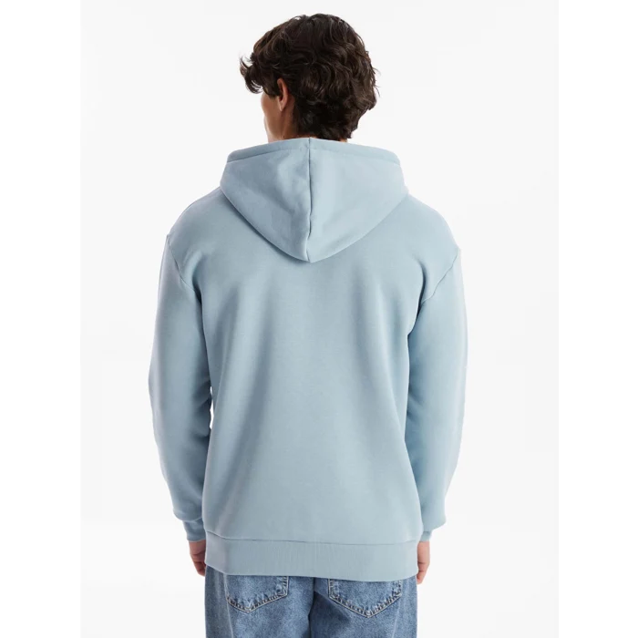 XSIDE Mavi Uzun Kollu Nakışlı Erkek Kalın Hoodie