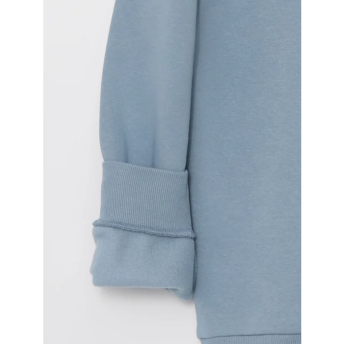 XSIDE Mavi Uzun Kollu Nakışlı Erkek Kalın Hoodie