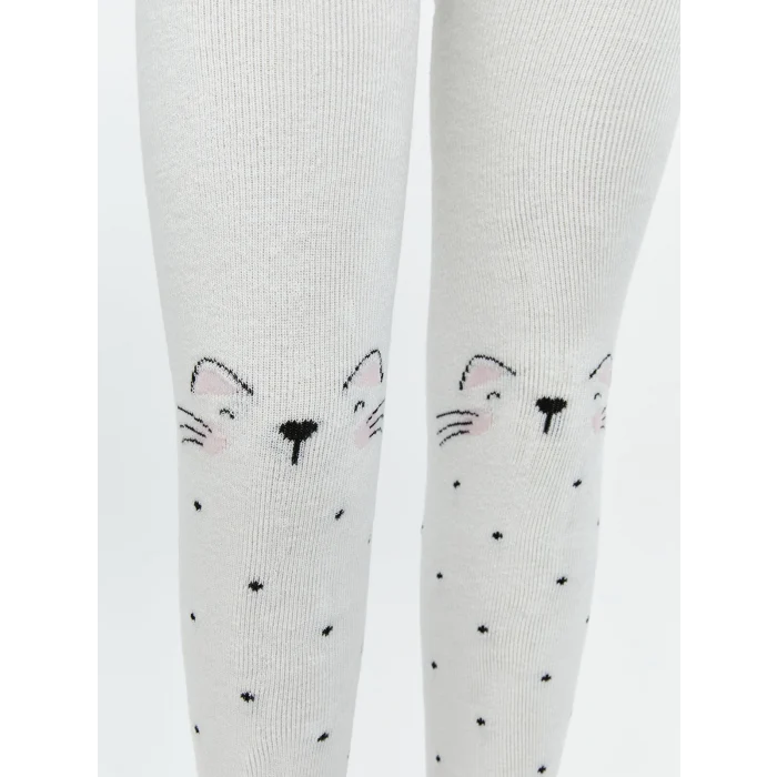 LCW Kids Ekru Desenli Kız Çocuk Külotlu Çorap