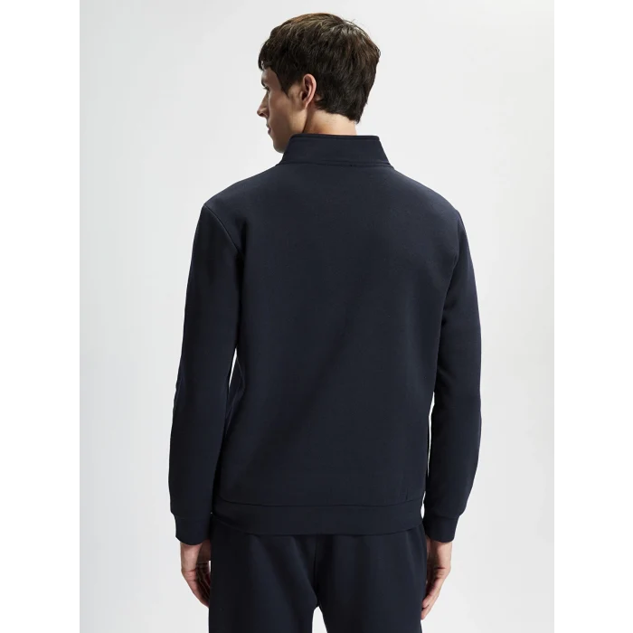 LCWAIKIKI Classic Lacivert Dik Yaka Uzun Kollu Baskılı Erkek Kalın Sweatshirt