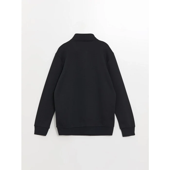 LCWAIKIKI Classic Lacivert Dik Yaka Uzun Kollu Baskılı Erkek Kalın Sweatshirt