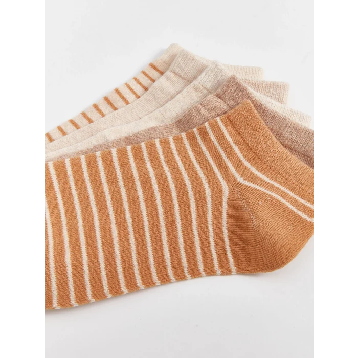 LCW DREAM Kahverengi Çizgili Kadın Patik Çorap 5li