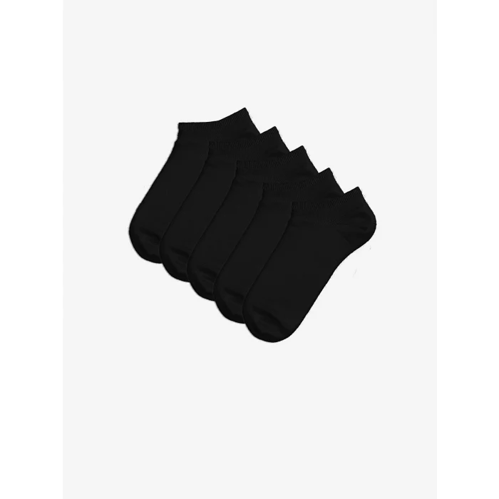 LCW DREAM Siyah Kadın Düz Patik Çorap 5li