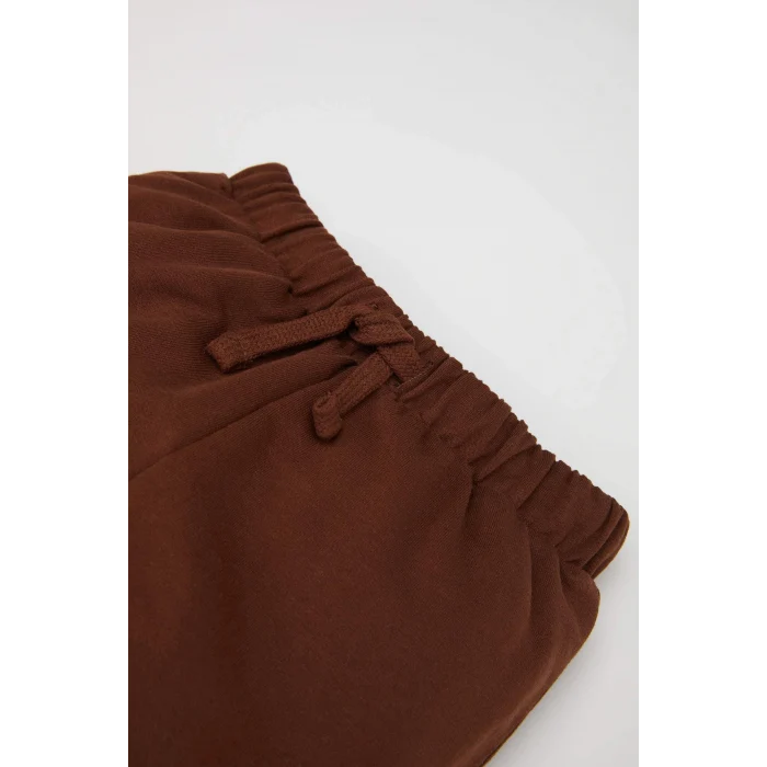 Defacto D5645 Kahve Erkek Bebek Etiket Baskılı Beli Paçası Lastikli Kargo Cepli Eşofman Altı