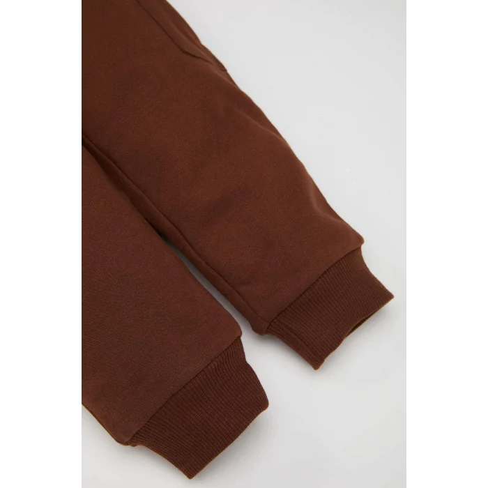 Defacto D5645 Kahve Erkek Bebek Etiket Baskılı Beli Paçası Lastikli Kargo Cepli Eşofman Altı