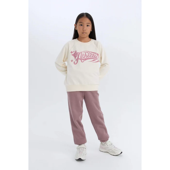 Defacto D3845A8BR498 Bordo Kız Çocuk Standart Fit Beli Paçası Lastikli Cepli Jogger Eşofman Altı