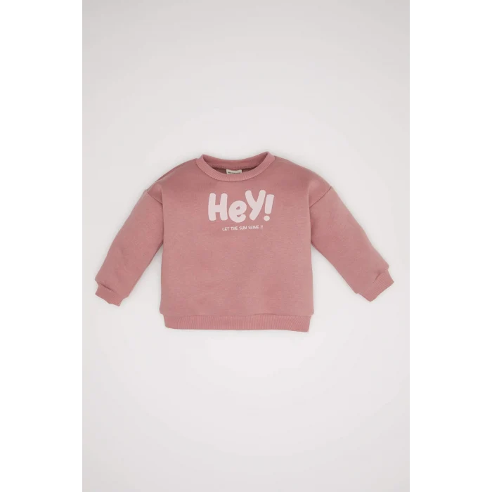 Defacto D5403 Pembe Kız Bebek Baskılı Sweatshirt