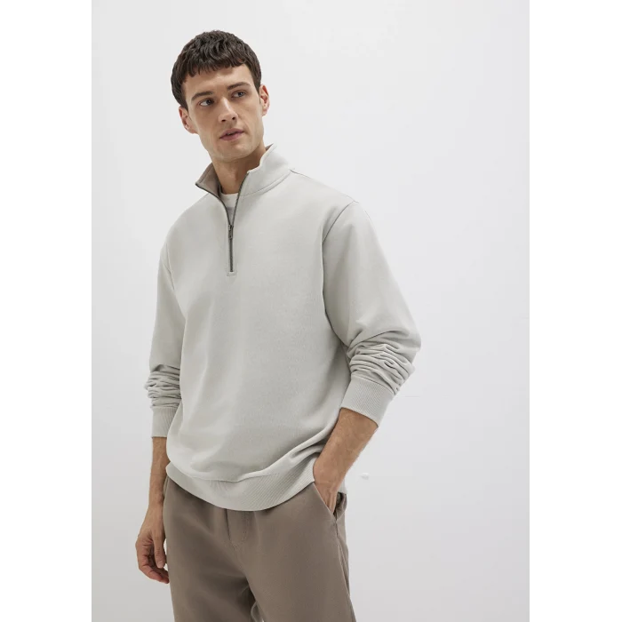 Mavi 0S10419-70074 Yarı Fermuarlı Gri Basic Sweatshirt