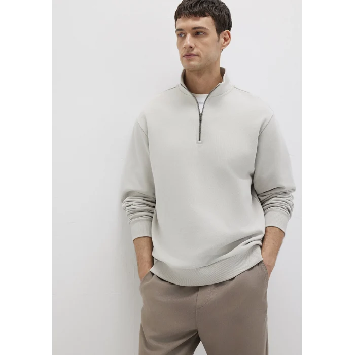 Mavi 0S10419-70074 Yarı Fermuarlı Gri Basic Sweatshirt