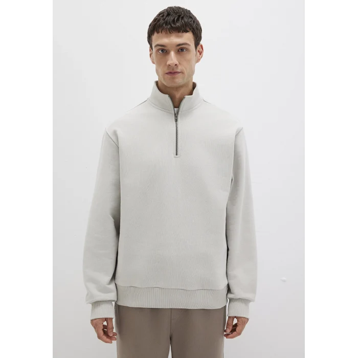 Mavi 0S10419-70074 Yarı Fermuarlı Gri Basic Sweatshirt