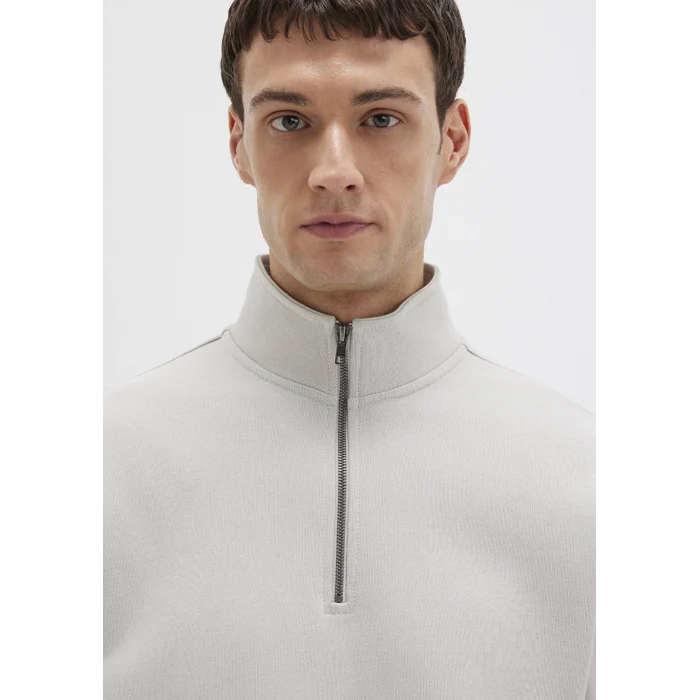 Mavi 0S10419-70074 Yarı Fermuarlı Gri Basic Sweatshirt