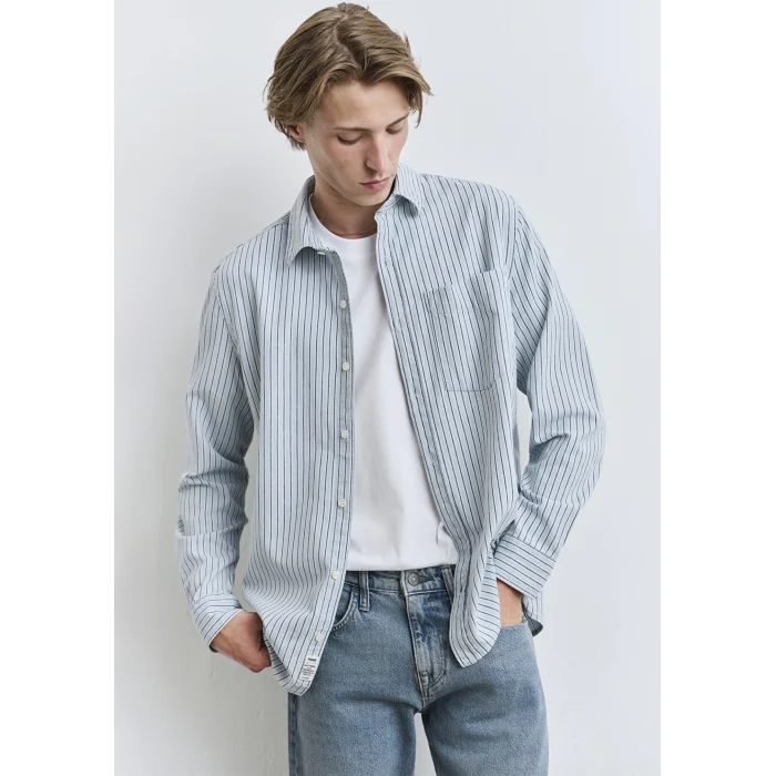 Mavi 0211696-90915 Çizgili Mavi Gömlek
