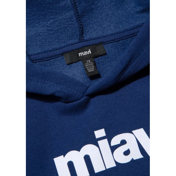 Mavi 6S10028-70722 Miav Baskılı Kapüşonlu Lacivert Çocuk Sweatshirt