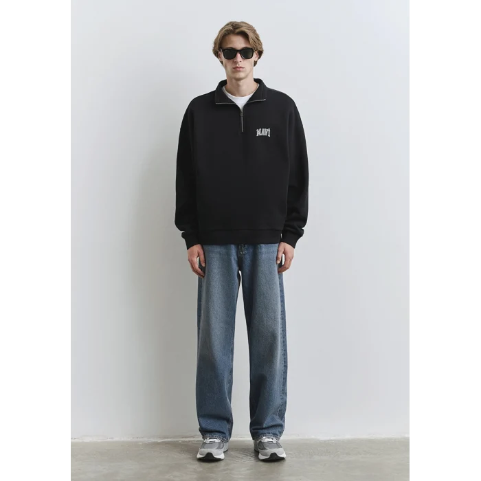 Mavi 0S10208-900 Mavi Logo Baskılı Yarı Fermuarlı Siyah Sweatshirt