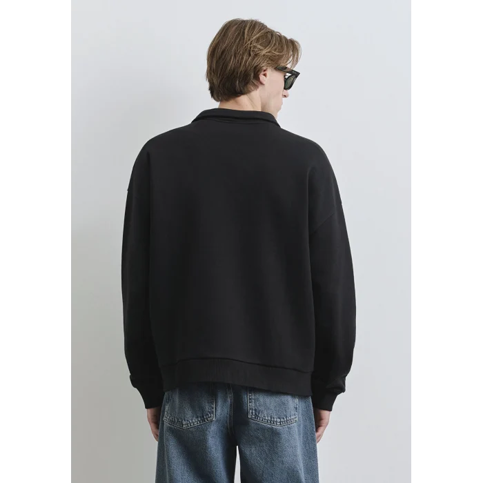 Mavi 0S10208-900 Mavi Logo Baskılı Yarı Fermuarlı Siyah Sweatshirt