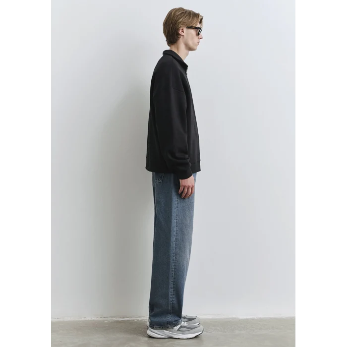 Mavi 0S10208-900 Mavi Logo Baskılı Yarı Fermuarlı Siyah Sweatshirt