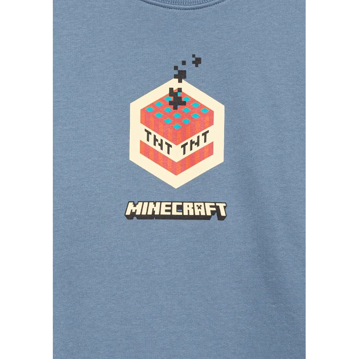 Mavi 6S10130-85518 Minecraft Baskılı Mavi Sweatshirt