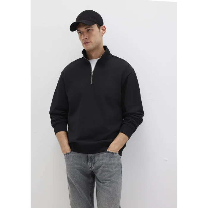 Mavi 0S10419-900 Yarı Fermuarlı siyah Basic Sweatshirt