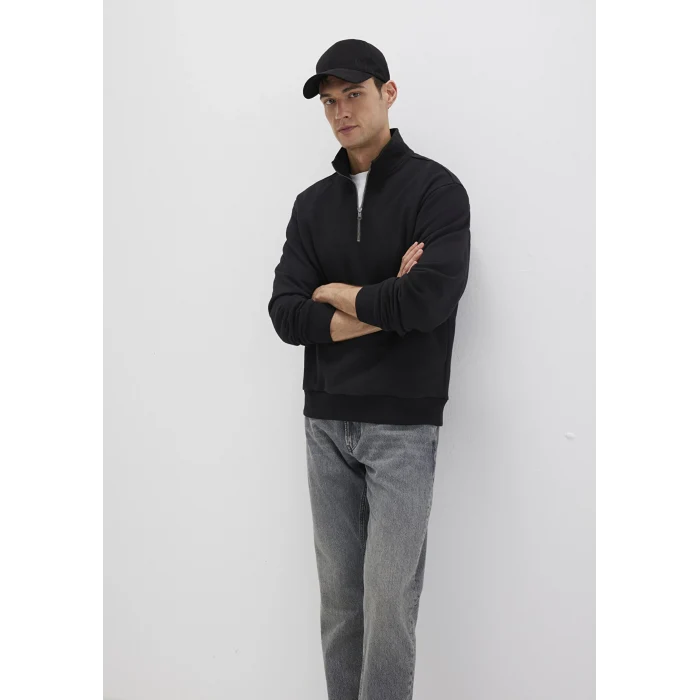 Mavi 0S10419-900 Yarı Fermuarlı siyah Basic Sweatshirt
