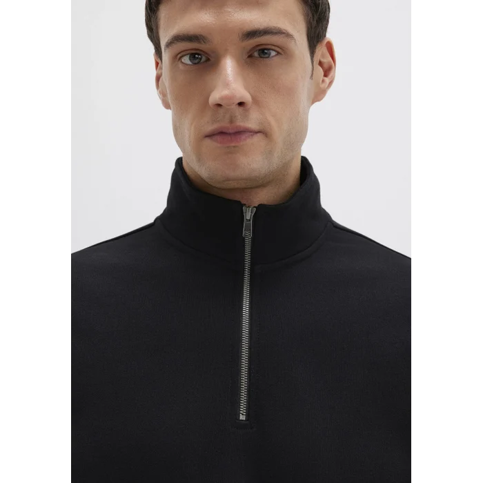 Mavi 0S10419-900 Yarı Fermuarlı siyah Basic Sweatshirt