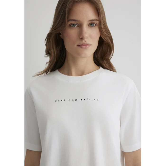 Mavi 1613147-70057 Mavi Baskılı Ekru Tişört