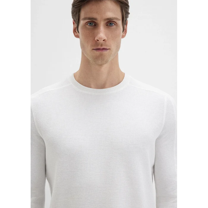 Mavi 0610106-70054 Uzun Kollu Dokulu Beyaz Basic Tişört