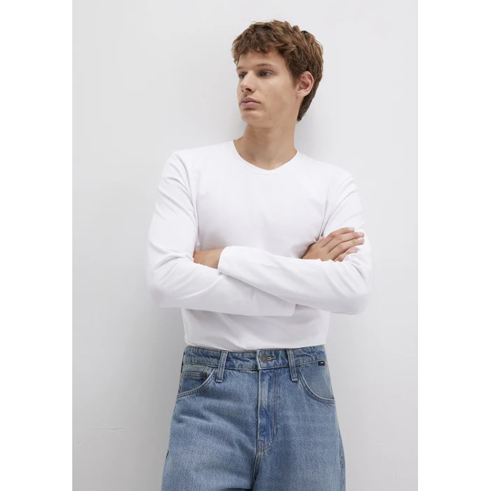 Mavi 062477-23248 Uzun Kollu Beyaz Basic Tişört