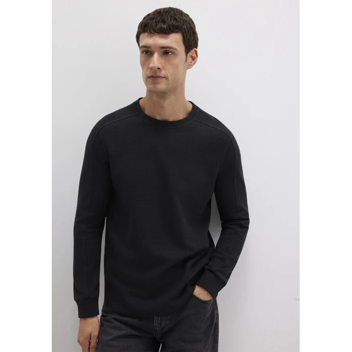 Mavi 0610106-900 Uzun Kollu Dokulu Siyah Basic Tişört