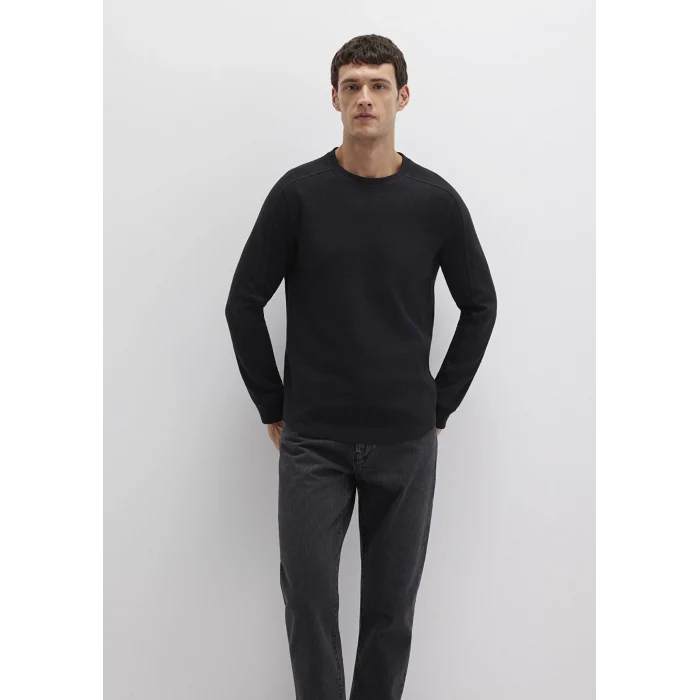 Mavi 0610106-900 Uzun Kollu Dokulu Siyah Basic Tişört