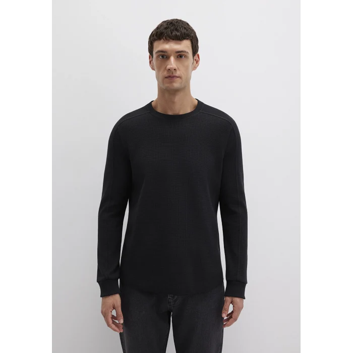 Mavi 0610106-900 Uzun Kollu Dokulu Siyah Basic Tişört