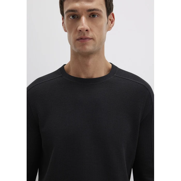 Mavi 0610106-900 Uzun Kollu Dokulu Siyah Basic Tişört