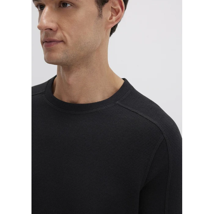 Mavi 0610106-900 Uzun Kollu Dokulu Siyah Basic Tişört