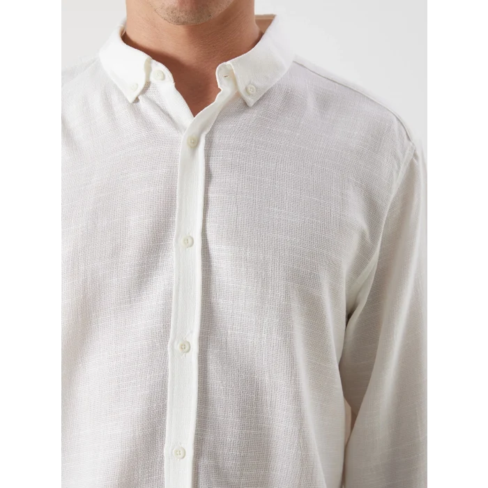 LCW Vision Ekru Slim Fit Uzun Kollu Armürlü Erkek Gömlek