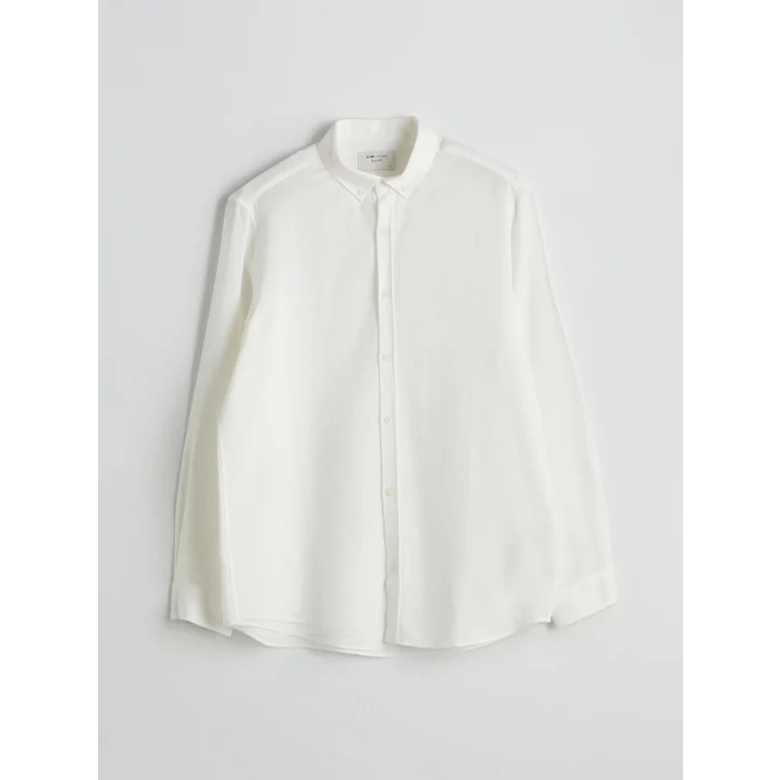 LCW Vision Ekru Slim Fit Uzun Kollu Armürlü Erkek Gömlek