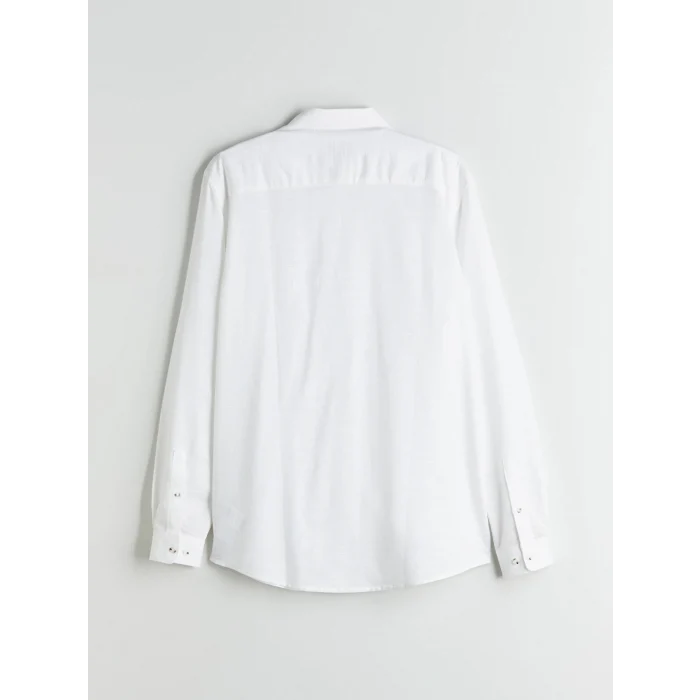 LCW Vision Ekru Slim Fit Uzun Kollu Armürlü Erkek Gömlek