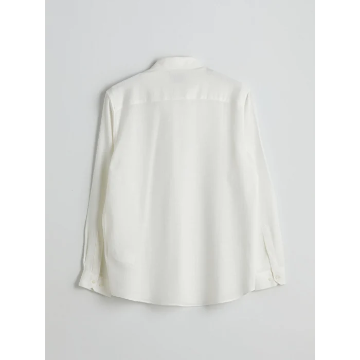 LCW Vision Ekru Slim Fit Uzun Kollu Armürlü Erkek Gömlek