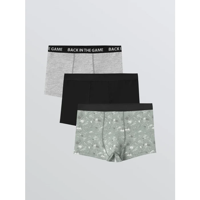 LCW Kids Gri Baskılı Erkek Çocuk Boxer 3lü