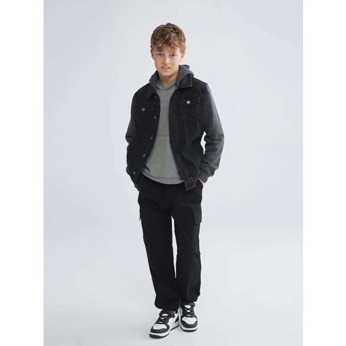 LCW Kids Siyah Beli Lastikli Erkek Çocuk Kargo Jogger Pantolon