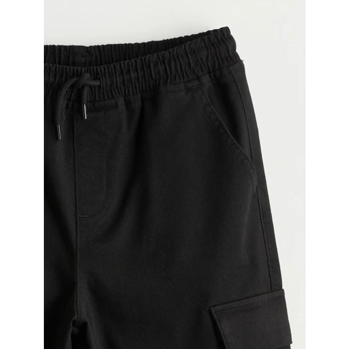 LCW Kids Siyah Beli Lastikli Erkek Çocuk Kargo Jogger Pantolon